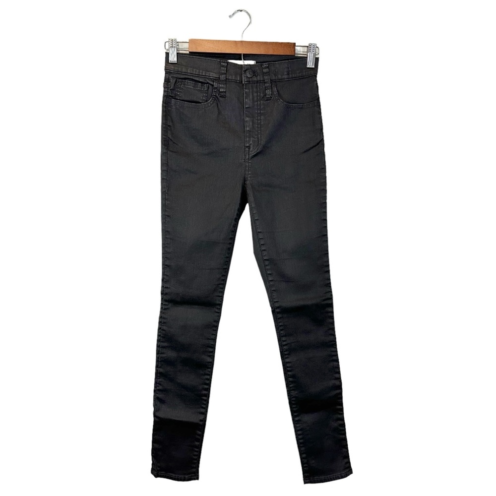 Madewell 10” High Rise Skinny Jeans Coated Edition BLACK, Size 26 (Style AA588)